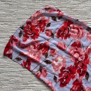 Purple and red floral headscarf